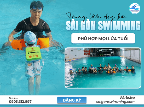 Hình ảnh học viên tập bơi ở Quận Bình Thạnh tại Sài Gòn Swimming